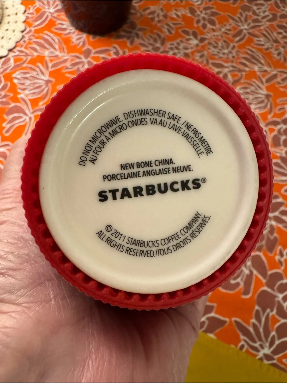 Starbucks Ceramic Insulated Tumbler Red 8oz Silicone Grip 2011 Travel Coffee Mug